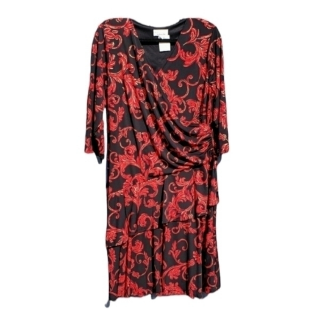 Signature by Robbie Bee Cocktail Wedding Floral Midi Dress Plus Size 1X